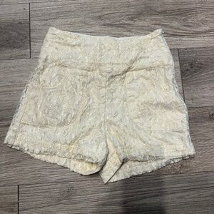 Cream cottage core lace shorts